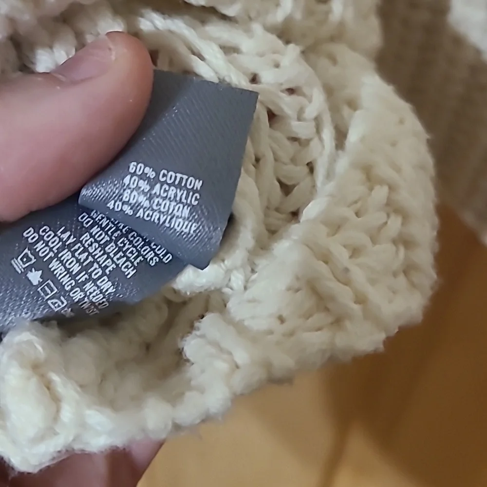 Aerie Chunky Cable Knit Lace Up Cream Sweater - Picture 7 of 7